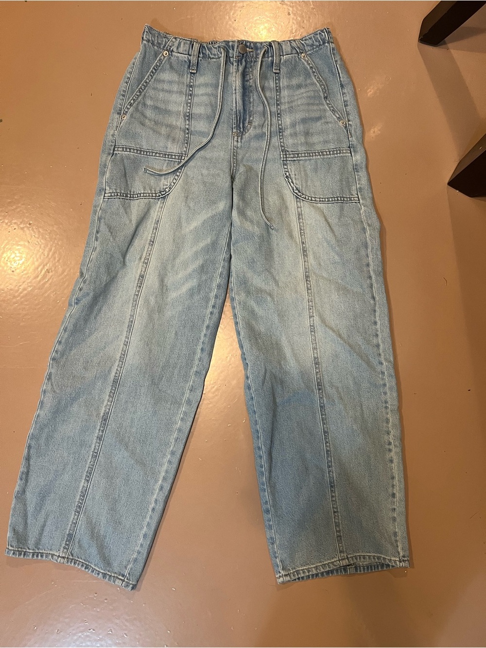 Light Blue Utility Denim Jeans - Casual Workwear